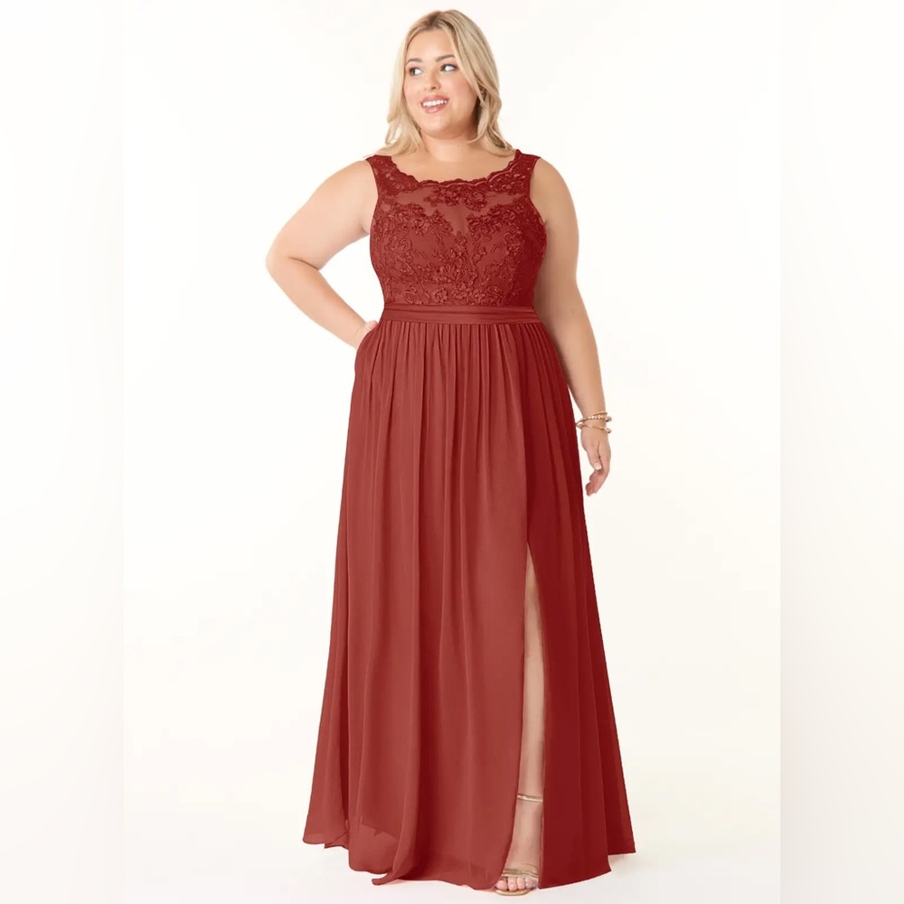 Azazie “Elly” terracotta chiffon bridesmaid dress size A20